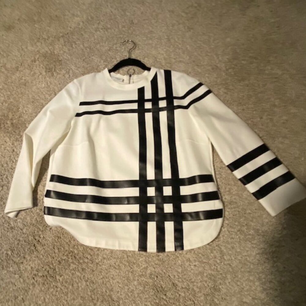 White blouse with black stripes